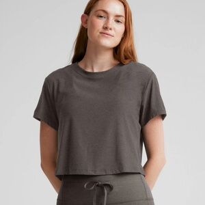 Beyond Yoga Featherweight Supreme Cropped Tee True Gray Heather NWT